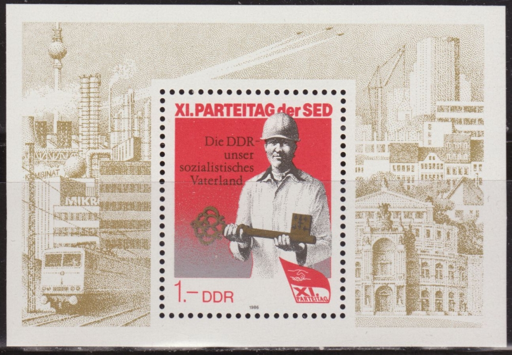 Alemania DDR 1986 Scott 2536 Sello ** HB Trabajador de la Construcción Llave del progreso 1M Timbre Allemagne Germania Germany Alemagne Deutschland